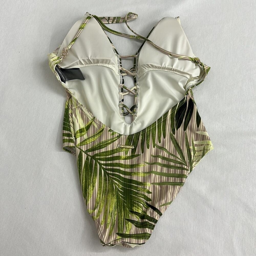 Vince Camuto Tropical Green Plunge One Piece Size 12 - Picture 7 of 13